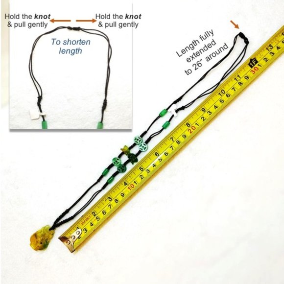 Necklace Genuine YellowJade VASE Green Rabbit Coin - Picture 11 of 14